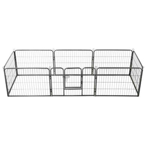 Box per Cani con 8 Pannelli in Acciaio 60x80 cm Nero cod mxl 48734