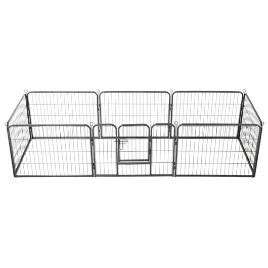 Box per Cani con 8 Pannelli in Acciaio 60x80 cm Nero cod mxl 48734