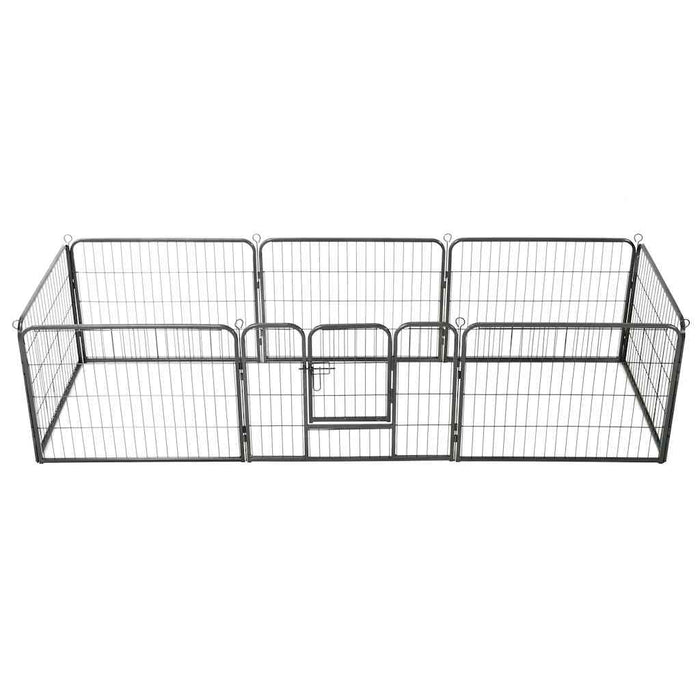 Box per Cani con 8 Pannelli in Acciaio 60x80 cm Nero cod mxl 48734
