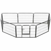 Box per Cani con 8 Pannelli in Acciaio 60x80 cm Nero cod mxl 48734