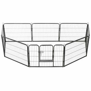 Box per Cani con 8 Pannelli in Acciaio 60x80 cm Nero cod mxl 48734