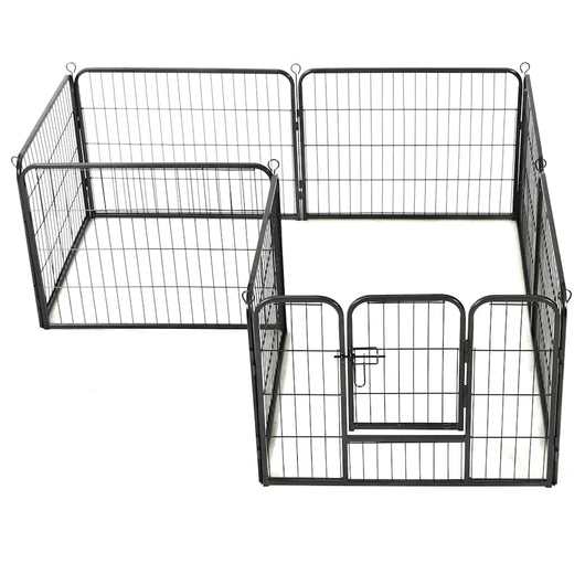 Box per Cani con 8 Pannelli in Acciaio 60x80 cm Nero 170572
