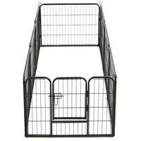 Box per Cani con 8 Pannelli in Acciaio 60x80 cm Nero cod mxl 48734