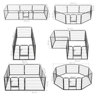 Box per Cani con 8 Pannelli in Acciaio 60x80 cm Nero cod mxl 48734