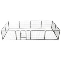 Box per Cani con 12 Pannelli in Acciaio 80x60 cm Nero cod mxl 48654
