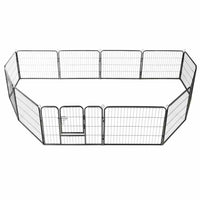 Box per Cani con 12 Pannelli in Acciaio 80x60 cm Nero cod mxl 48654