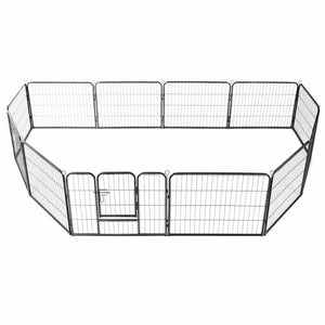 Box per Cani con 12 Pannelli in Acciaio 80x60 cm Nero cod mxl 48654