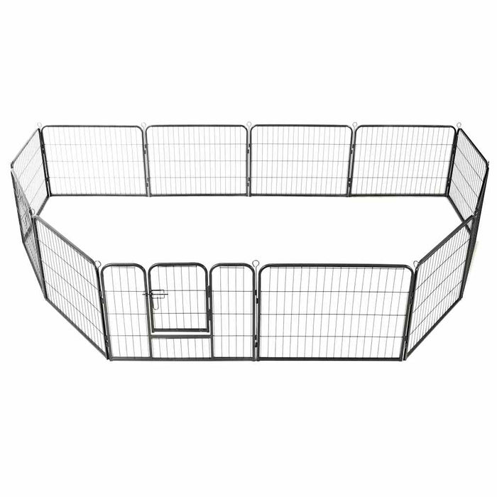 Box per Cani con 12 Pannelli in Acciaio 80x60 cm Nero cod mxl 48654