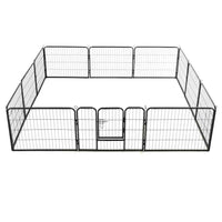 Box per Cani con 12 Pannelli in Acciaio 80x60 cm Nero cod mxl 48654