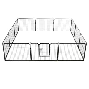 Box per Cani con 12 Pannelli in Acciaio 80x60 cm Nero cod mxl 48654