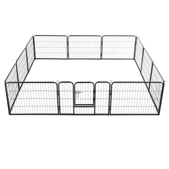 Box per Cani con 12 Pannelli in Acciaio 80x60 cm Nero cod mxl 48654