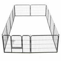 Box per Cani con 12 Pannelli in Acciaio 80x60 cm Nero cod mxl 48654