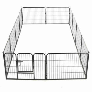 Box per Cani con 12 Pannelli in Acciaio 80x60 cm Nero cod mxl 48654
