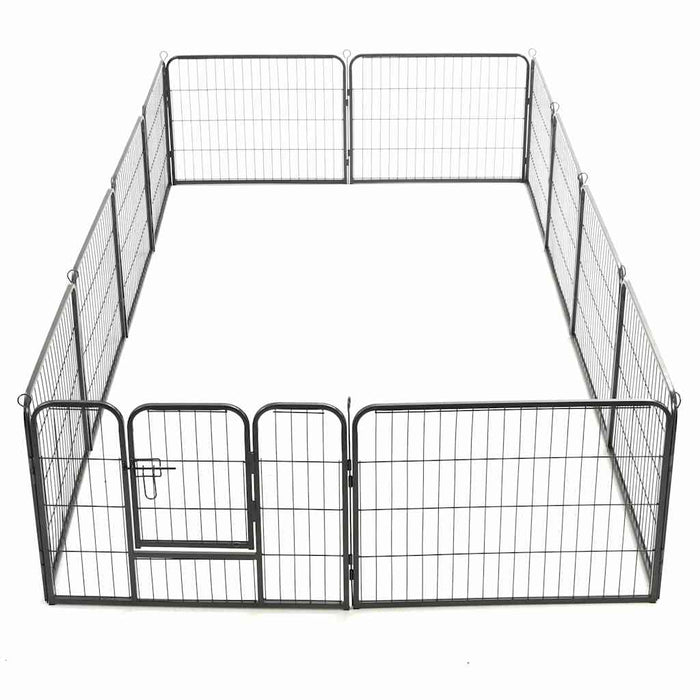 Box per Cani con 12 Pannelli in Acciaio 80x60 cm Nero cod mxl 48654