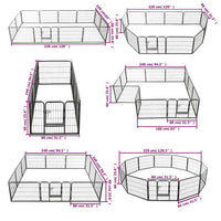 Box per Cani con 12 Pannelli in Acciaio 80x60 cm Nero cod mxl 48654