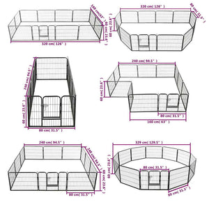 Box per Cani con 12 Pannelli in Acciaio 80x60 cm Nero cod mxl 48654