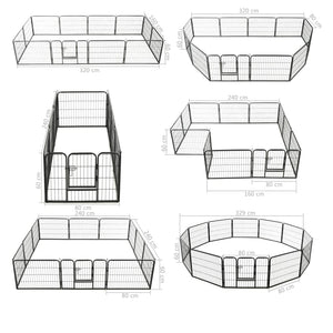 Parco per cani 12 pannelli in acciaio 80 x 60 cm nero 02_0000565