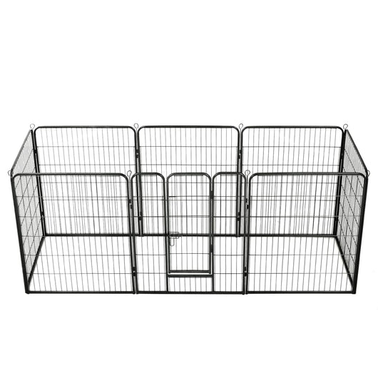 Box per Cani con 8 Pannelli in Acciaio 80x100 cm Nero cod mxl 50368