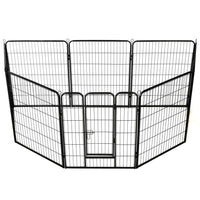 Box per Cani con 8 Pannelli in Acciaio 80x100 cm Nero cod mxl 50368
