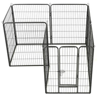 Box per Cani con 8 Pannelli in Acciaio 80x100 cm Nero cod mxl 50368