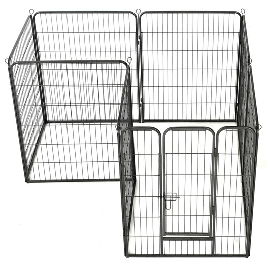 Box per Cani con 8 Pannelli in Acciaio 80x100 cm Nero 170574