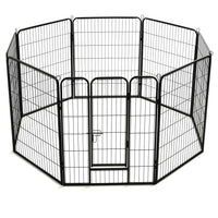 Box per Cani con 8 Pannelli in Acciaio 80x100 cm Nero cod mxl 50368