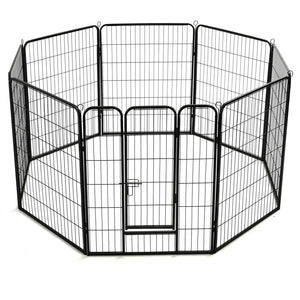 Box per Cani con 8 Pannelli in Acciaio 80x100 cm Nero cod mxl 50368
