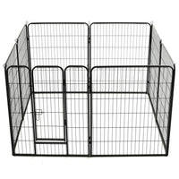 Box per Cani con 8 Pannelli in Acciaio 80x100 cm Nero cod mxl 50368