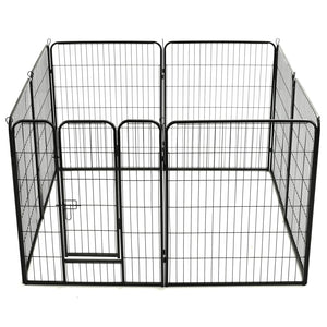 Box per Cani con 8 Pannelli in Acciaio 80x100 cm Nero cod mxl 50368