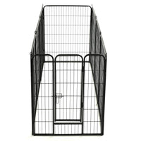 Box per Cani con 8 Pannelli in Acciaio 80x100 cm Nero cod mxl 50368