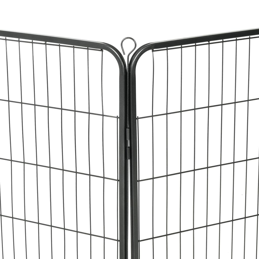 Box per Cani con 8 Pannelli in Acciaio 80x100 cm Nero cod mxl 50368