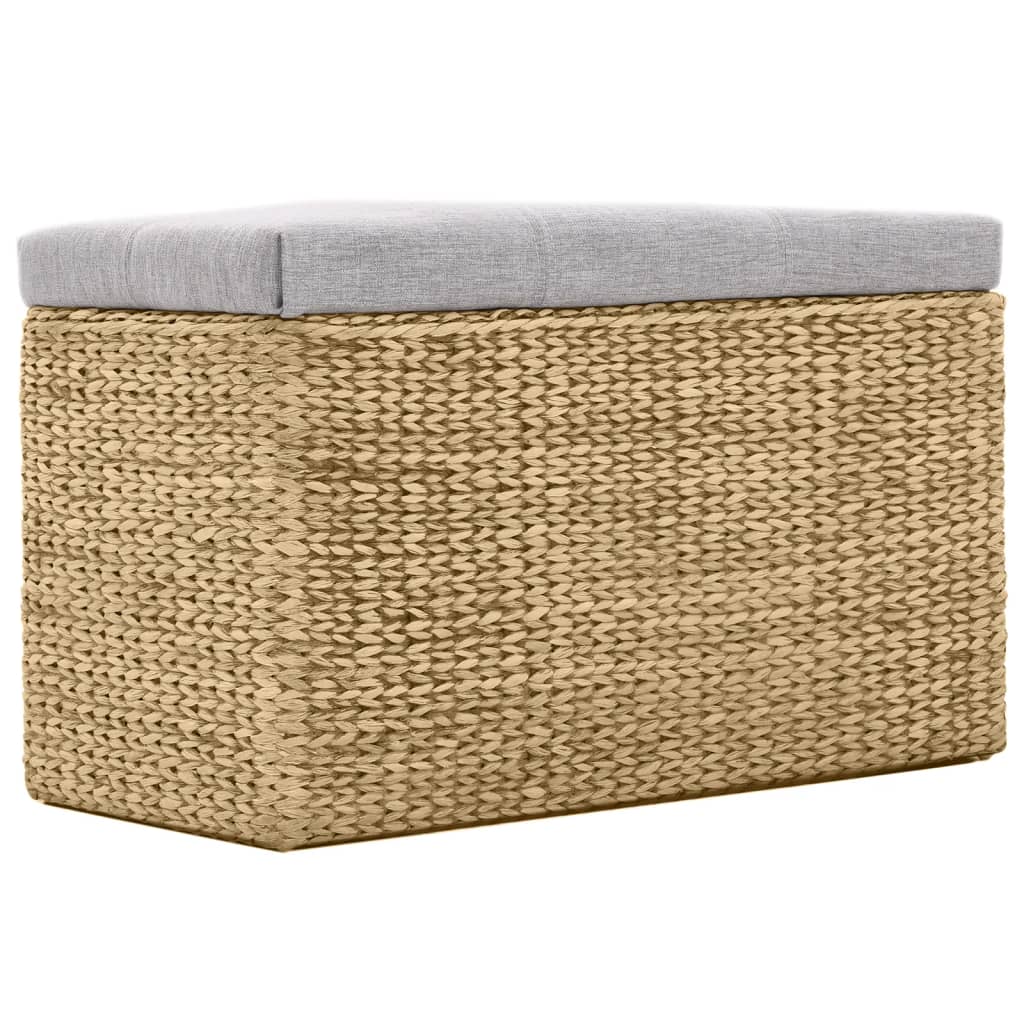 Panca e 2 Pouf in Giunco Grigio 246105