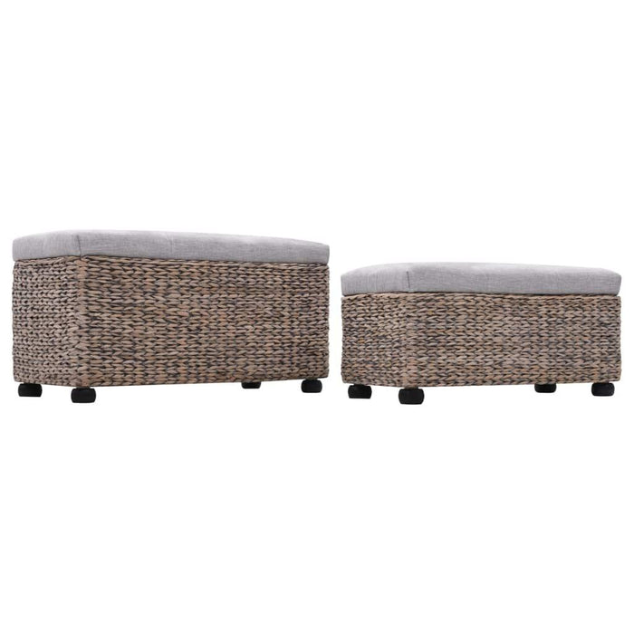 Panca pouf sgabello panca mobili 2 pz giacinto d'acqua grigio 3002178