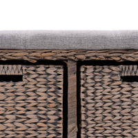 Panca in Giunco con 2 Ceste 71x40x42 cm Grigio 246117