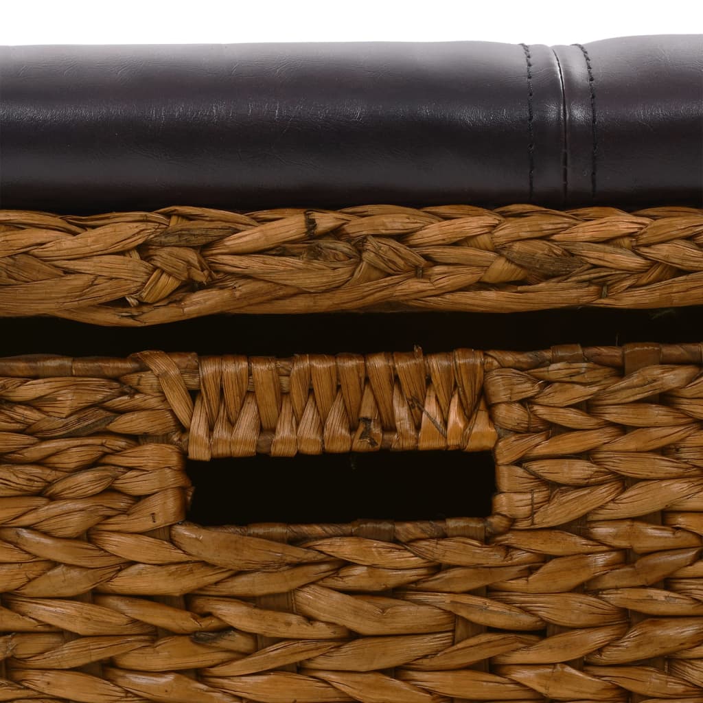 Panca panca con 2 cestini in giacinto d'acqua 71 x 40 x 42 cm marrone 02_0010822