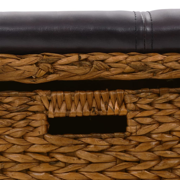 Panca panca con 2 cestini in giacinto d'acqua 71 x 40 x 42 cm marrone 02_0010822