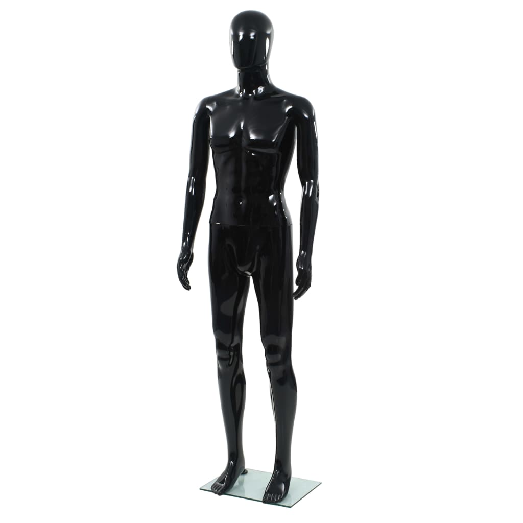 Manichino Uomo Figura Intera Base in Vetro 185 cm Nero Lucido cod mxl 103644
