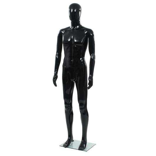 Manichino Uomo Figura Intera Base in Vetro 185 cm Nero Lucido cod mxl 103644