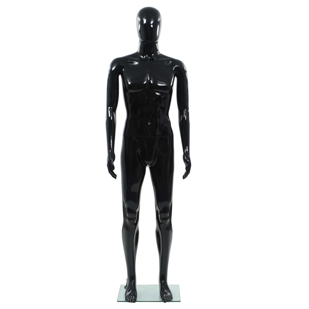 Manichino Uomo Figura Intera Base in Vetro 185 cm Nero Lucido cod mxl 103644