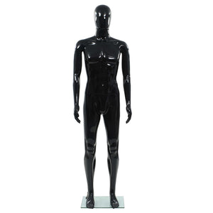 Manichino Uomo Figura Intera Base in Vetro 185 cm Nero Lucido cod mxl 103644