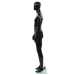 Manichino Uomo Figura Intera Base in Vetro 185 cm Nero Lucido cod mxl 103644