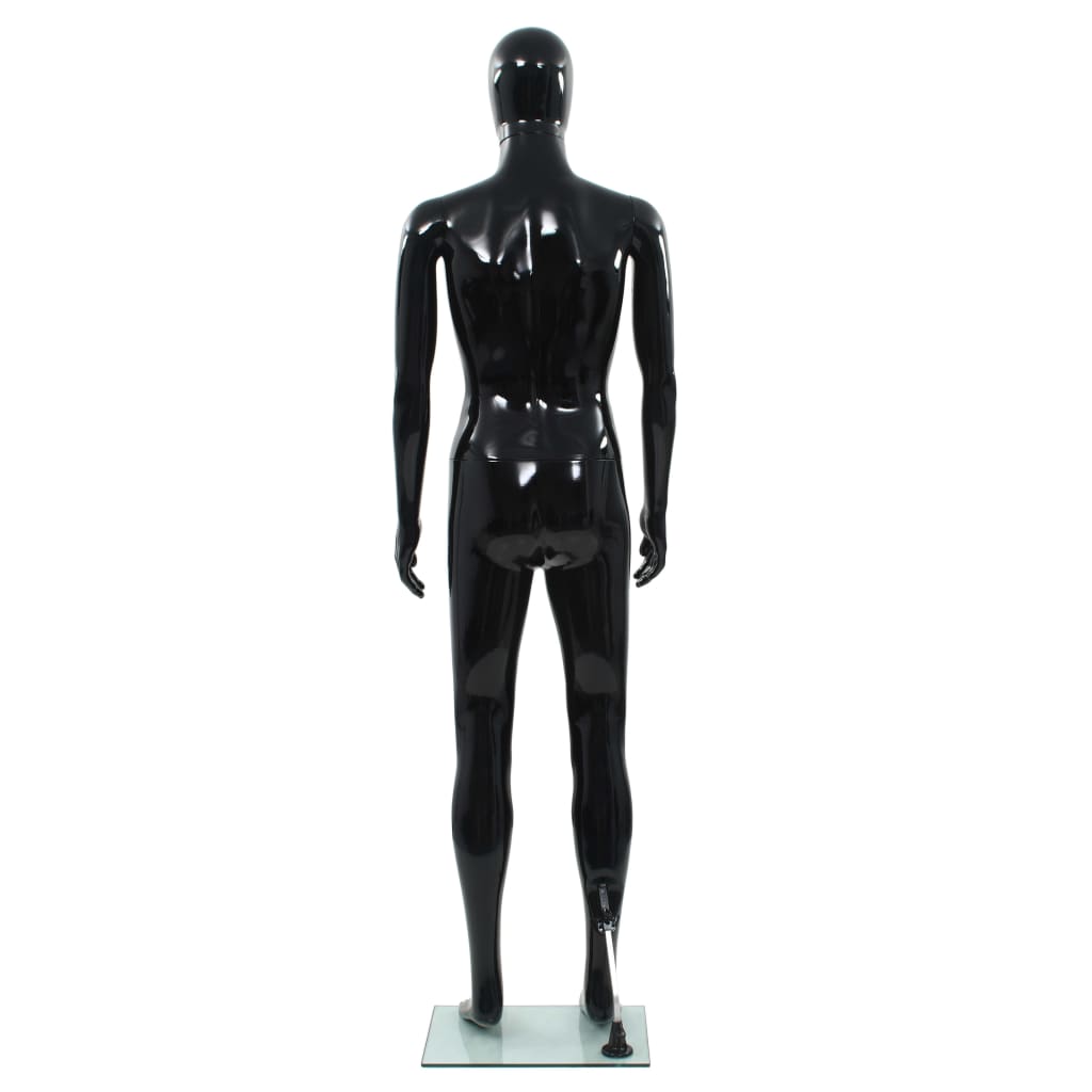 Manichino Uomo Figura Intera Base in Vetro 185 cm Nero Lucido 142927