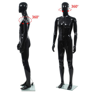 Manichino Uomo Figura Intera Base in Vetro 185 cm Nero Lucido 142927