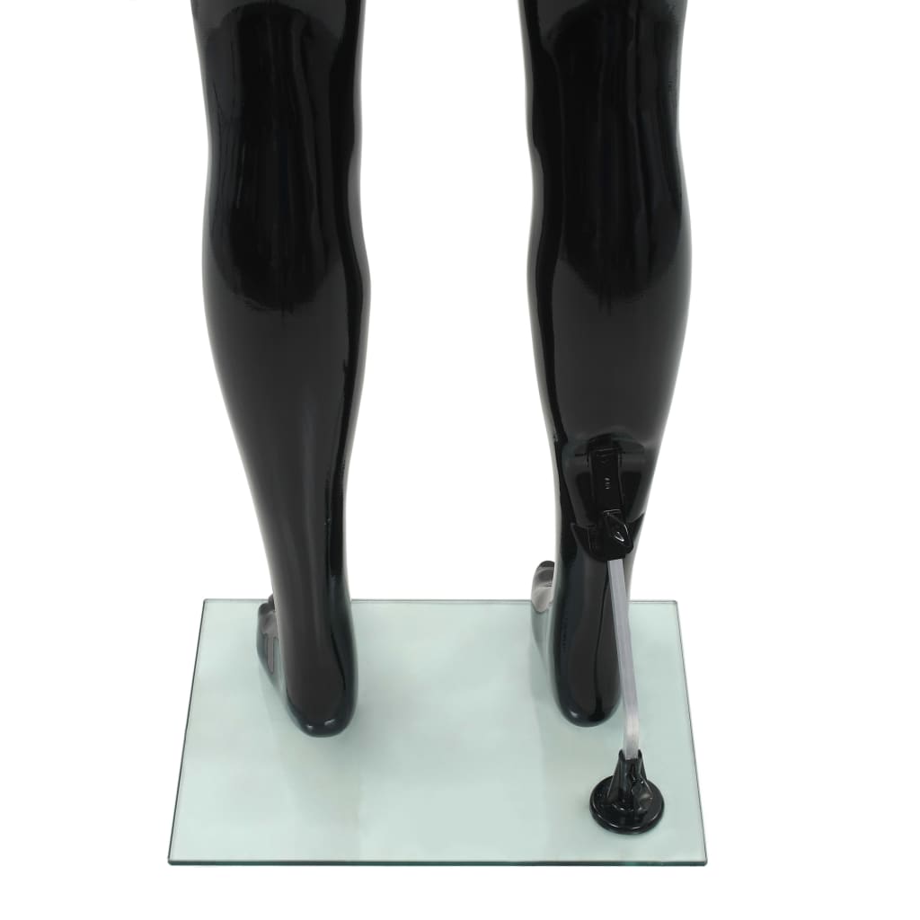 Manichino Uomo Figura Intera Base in Vetro 185 cm Nero Lucido 142927