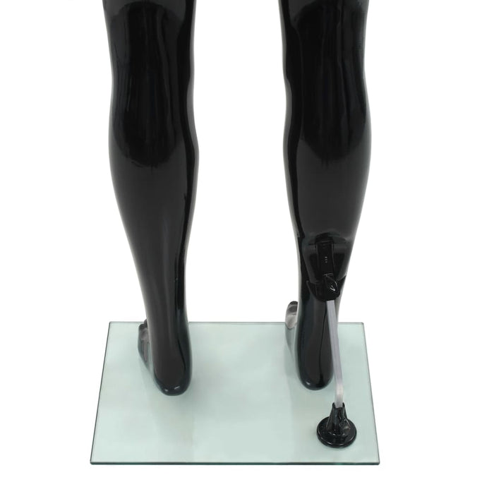 Manichino Uomo Figura Intera Base in Vetro 185 cm Nero Lucido 142927