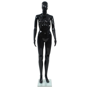 Manichino Donna Figura Intera Base in Vetro 175 cm Nero Lucido 142929