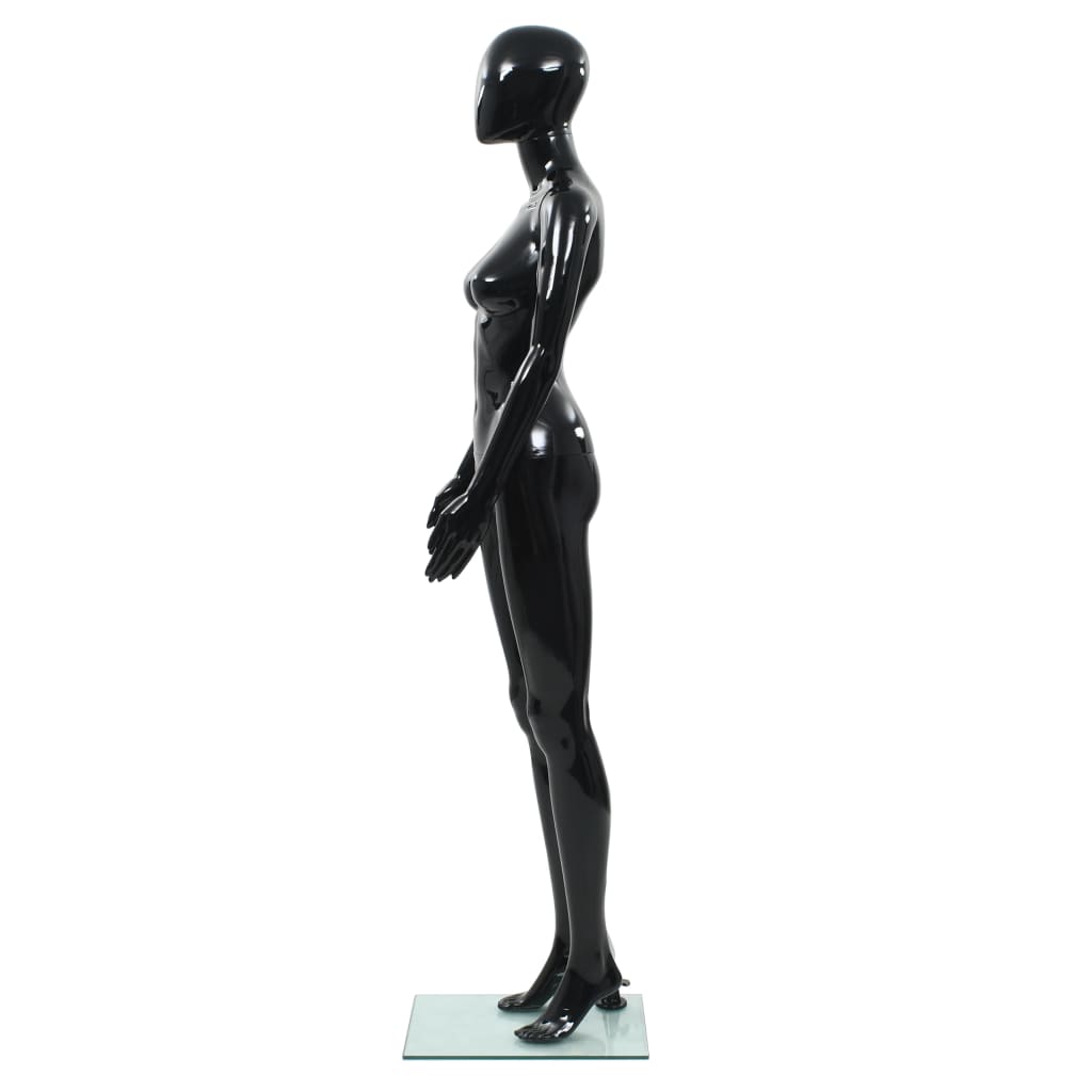 Manichino Donna Figura Intera Base in Vetro 175 cm Nero Lucido 142929