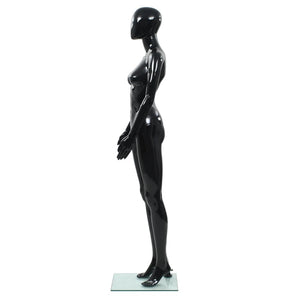 Manichino Donna Figura Intera Base in Vetro 175 cm Nero Lucido 142929