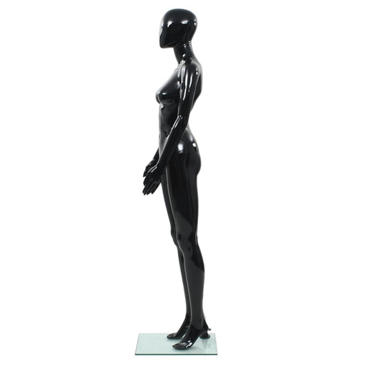 Manichino Donna Figura Intera Base in Vetro 175 cm Nero Lucido 142929