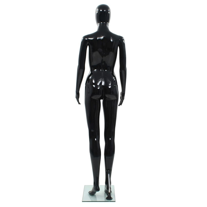 Manichino Donna Figura Intera Base in Vetro 175 cm Nero Lucido 142929